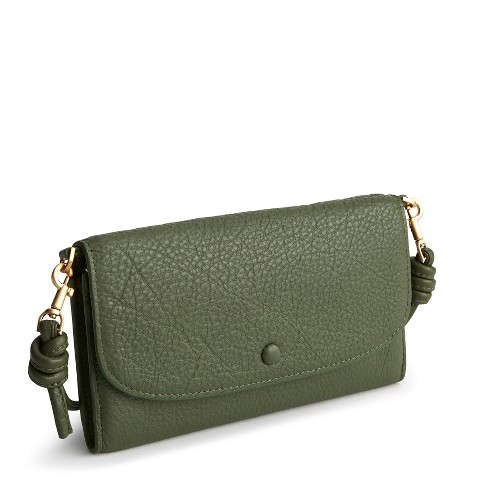 Vera Bradley Women's Leather Wildwood Wallet Crossbody Bag Bronze Green