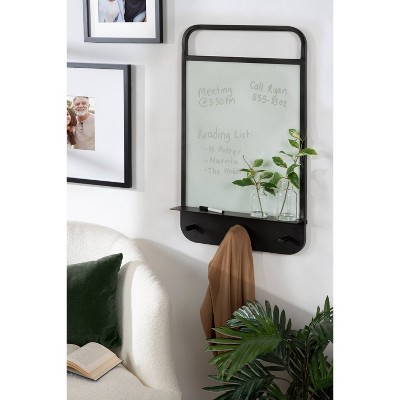 Black Iron Wall Organizer with Glass Dry Erase Board