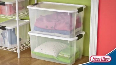 Clear Plastic Stackable Storage Bins with Latching Lids, 12-Pack