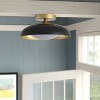 Modern Semi Flush Mount Ceiling Light, Black and Gold Dome Fixture, LED Contemporary Bedroom Kitchen Lighting - 3 of 4