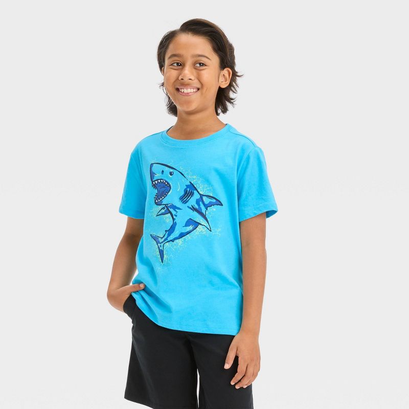 Boys' Short Sleeve Shark Graphic T-Shirt - Cat & Jack™ Blue, 1 of 5