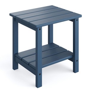 Adirondack Side Table 18 x 15 Inch, Double Layer Outdoor HDPE Patio Side Table for Patio, Pool, Deck, Backyard - 1 of 4