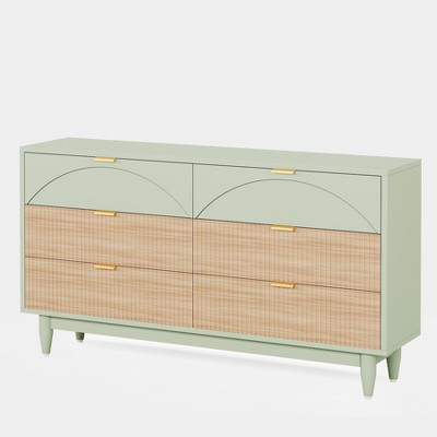 Tribesigns 6-Drawer Dresser for Bedroom, 55 Inches Farmhouse Chest of Drawers, Wood Double Dresser Organizer Cabinet for Bedroom, Closet