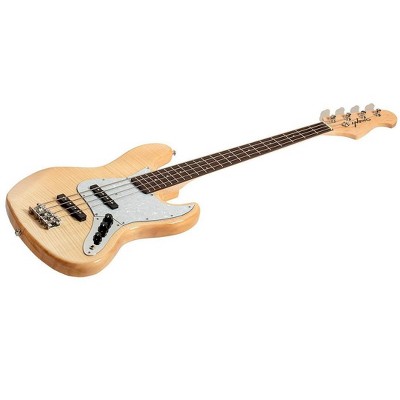 Monoprice Indio Jamm Flamed Maple Electric Bass - Natural, With Gig Bag