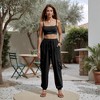 Knit & Lounge Women’s Cargo Jogger Pants Drawstring Waist Elastic Cuffs Utility Pockets Lightweight Woven Casual Bottoms - 2 of 4