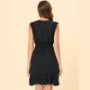 Allegra K Women's Sleeveless V Neck Lace Trim Smocked Waist Ruffled Dress - 4 of 4
