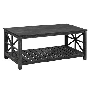 Zeus & Ruta 47 in. Modern Coffee Table with Storage Shelf - Antique Black - 1 of 4