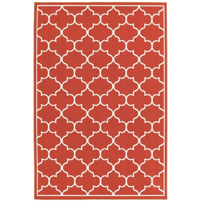 Oriental Weavers Meridian 1295R Red/ Ivory Indoor/Outdoor Area Rug - 7'10" x 10'10"