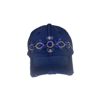 Women's Wo's Bejeweled Bling Glitz Distressed Cap - Olive & Pique
