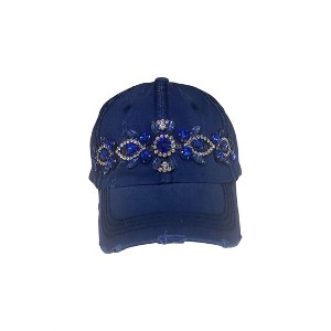 Women's Wo's Bejeweled Bling Glitz Distressed Cap - Olive & Pique - 1 of 3