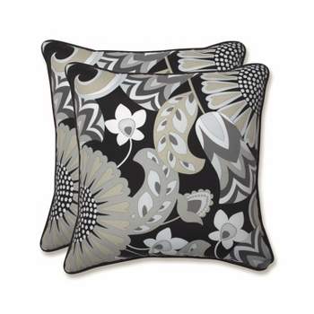 Outdoor/Indoor Sophia Black Throw Pillow Set of 2 - Pillow Perfect