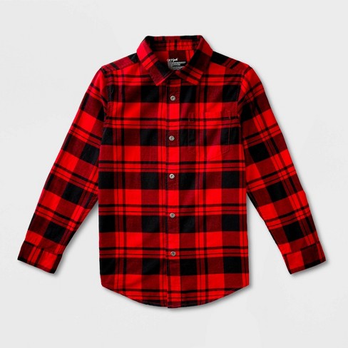 Boys Adaptive Long Sleeve Button down Flannel Shirt Cat Jack