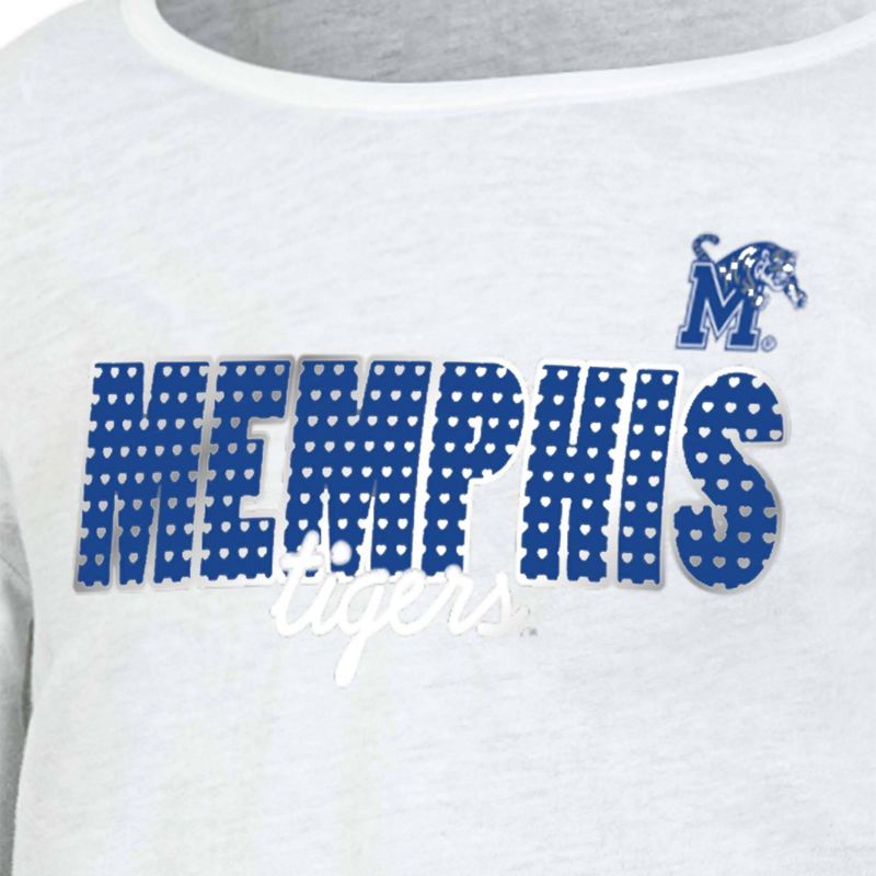 NCAA Memphis Tigers Girls&#39; White Long Sleeve T-Shirt, 3 of 4