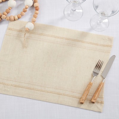 Natural Beige Stripe Fabric Placemats Set of 4