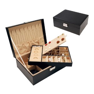 Unique Bargains PU Leather 2 Layer Jewelry Box with Mirror - 1 of 4