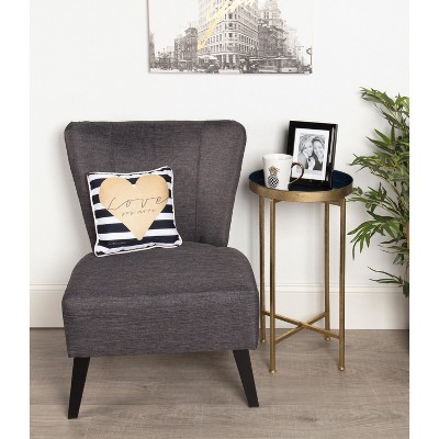 Celia Navy Blue Round Metal Foldable Tray Accent Table