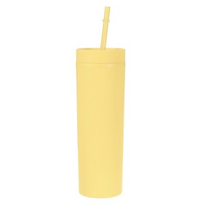 Unique Bargains Skinny Tumbler with Lids and Straws 16 OZ - 1 of 4