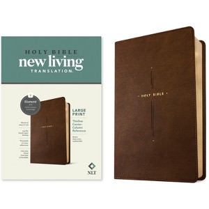 NLT Large Print Thinline Center-Column Reference Bible, Filament Enabled (Leatherlike, Brown Holy Cross, Red Letter) - (Leather Bound) - 1 of 1