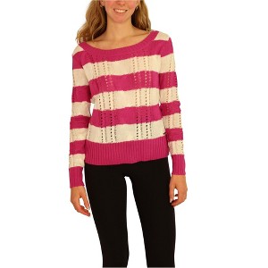 Ecko Unltd. Womens Open Neck Stripe Cable Knit Sweater - 1 of 3