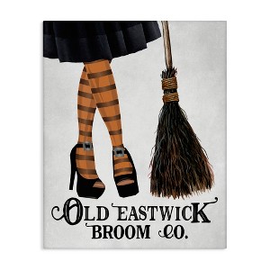 Stupell Industries Broom Co. Halloween Sign Witch Striped Stockings Canvas Art - 1 of 4