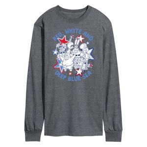 Men's - SpongeBob SquarePants - Red, White and Deep Blue Sea Long Sleeve Graphic T-Shirt - 1 of 4