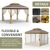 11x11 FT Heavy-Duty Outdoor Gazebo Pavilion - Double Roof w/ Mosquito Netting, All-Weather Metal Frame for Patio, Garden & Deck - 4 of 4