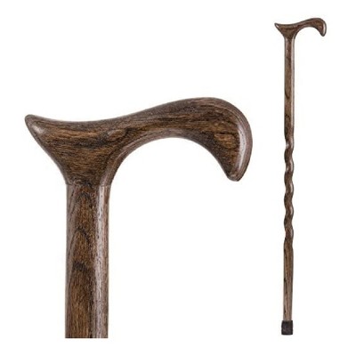 Brazos Twisted Wood Grain Wood T-handle Cane 37 Inch Height