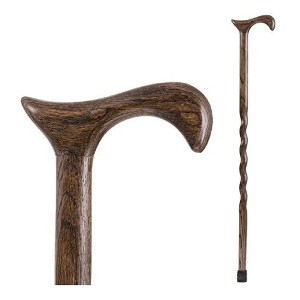 Brazos Twisted Wood Grain Wood T-Handle Cane 37 Inch Height - 1 of 3
