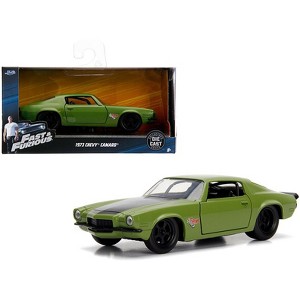 Dom's 1973 Chevrolet Camaro "F-Bomb" Matt Green with Black Hood Stripe "Fast & Furious" Movie 1/32 Diecast Model Car by Jada - 1 of 3