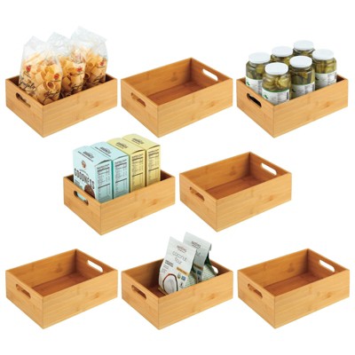 Mdesign Bamboo Organizer Storage Bin With Handles For Kitchen - 8 Pack ...