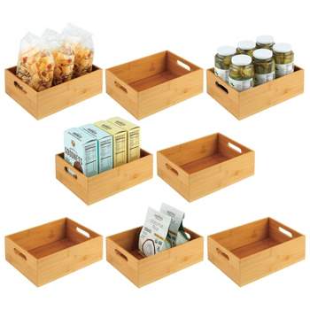 mDesign Small Steel Kitchen Organizer Basket with Label Slot, 4