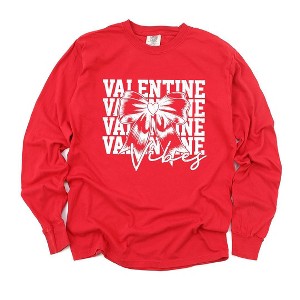 Simply Sage Market Women's Coquette Valentine Vibes Stacked Long Sleeve Garment Dyed Tee - 1 of 4