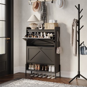 Shoe Rack with 2 Flip Drawers, Freestanding for Entryway, Front Door Entrance, Holds up to 24 Pairs of Shoes, Dry and Wet Separation - 1 of 4