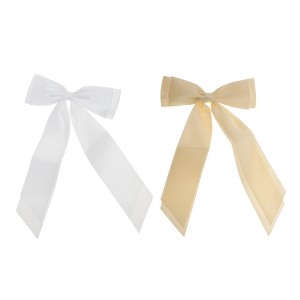 Unique Bargains Fashion Double Ribbon Hair Clips Hairdo Clip 2 Pcs - 1 of 4