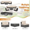 Tangkula Set of 7 Patio Wicker Furniture Set Outdoor Rattan Sectional Sofa with Seat & Back Cushions 2 Throw Pillows Mix Grey & Beige - 2 of 4