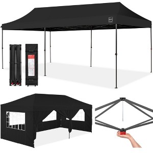 Best Choice Products 10x20ft Party Tent Pop Up Canopy Easy Setup w/ 1-Button Setup, Wheeled Case, 4 Weight Bags - Black - 1 of 4