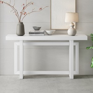 Contemporary Console Table With Industrial Style Concrete Wood Top Easy To Assemble Extra Long Entryway Table For Entryway Hallway Living Room Foyer - 1 of 4