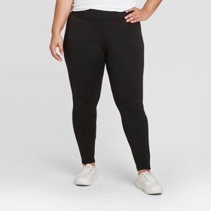 Women's High Waist Ponte Leggings - A New Day™ Black - 1 of 2