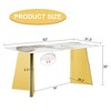 FURNIinspire Dining Tables Modern Rectangular Slab Table with Golden Stainless Steel Butterfly Legs for Dining Room, Silver and Gold, 63"*31.5"*30" - 3 of 4