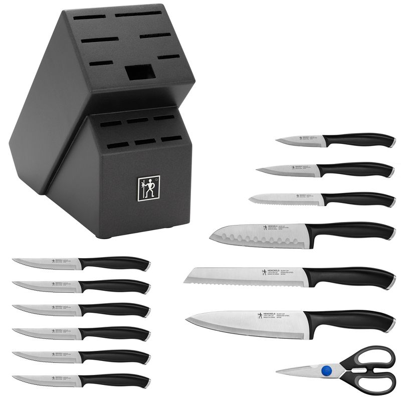 Henckels Silvercap 14 Piece Knife Set with Block, Chef Knife, Paring Knife, Utility Knife, Bread Knife, Steak Knife, Black, Stainless Steel, 4 of 9