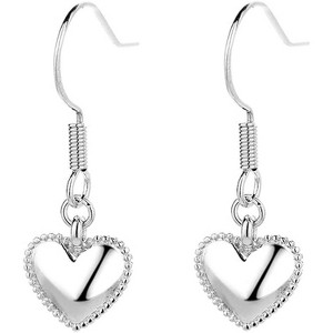 Tiny Heart Drop Earrings for Women & Girls, Dainty Sterling Silver Plated Dangling Jewelry Gift - 1 of 4