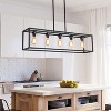 Dewdrop Industrial 5-Light Kitchen Island Lighting, Rectangle Black Frame Chandelier with Clear Glass Shades for Dining Table - 3 of 4