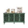 Okak Sideboard Cabinet with Floral Carvings, Bufft Cabinet with 4 Doors and 2 Shelves, Storage Cabinet for Living Room, Dining Room, Kitchen, Green - 4 of 4