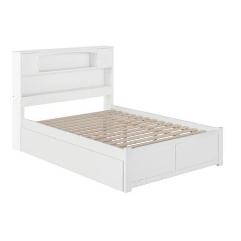 Full Newport Bed With Twin Urban Trundle Bed Flat Panel Footboard White ...