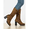 Allegra K Women's Round Toe Zipper Closure Mid-Calf Block Heel Boots - 2 of 4