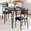 3-Piece Square Dining Table Set for 2, Small Kitchen Table with 2 Chairs, Black Dinette Set for Apartments, Small Spaces, Compact 2-Seater Table - 2 of 4