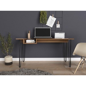 NicBex Minimalist Writing Desk Reading Table with 1 Cubby&Metal Hairpin Legs,Modern Home Worstation,Mahogany - 1 of 4