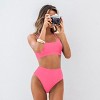 Women's Vibrant Pink Ribbed Bikini Set - Cupshe - 3 of 4