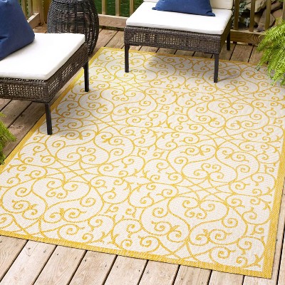 JONATHAN Y Madrid Vintage Filigree Textured Weave Indoor/Outdoor Area Rug