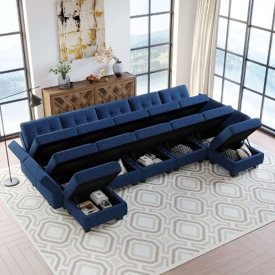 Belffin Modular Weave Sofa with Storage Seat (12 Seats + 9 Sides)